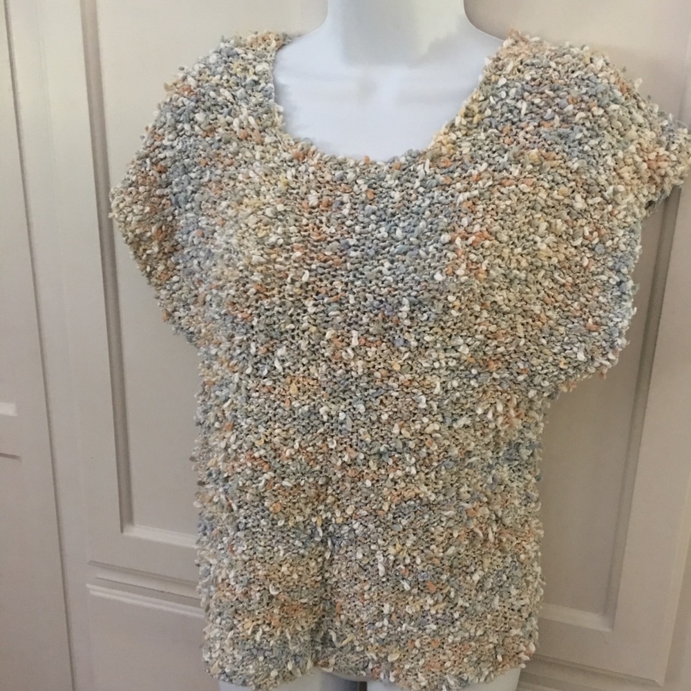 Hand knit Multi colored nubby textured top